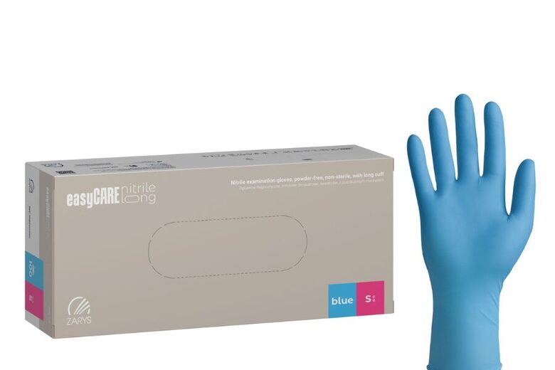 easyCARE nitrile LONG, examination gloves, powder-free, extended cuff, size , 100 pcs